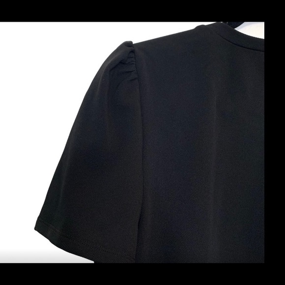 BCBG PEARLESCENT PUFF SLEEVE SHORT SLEEVE TOP - Picture 9 of 13